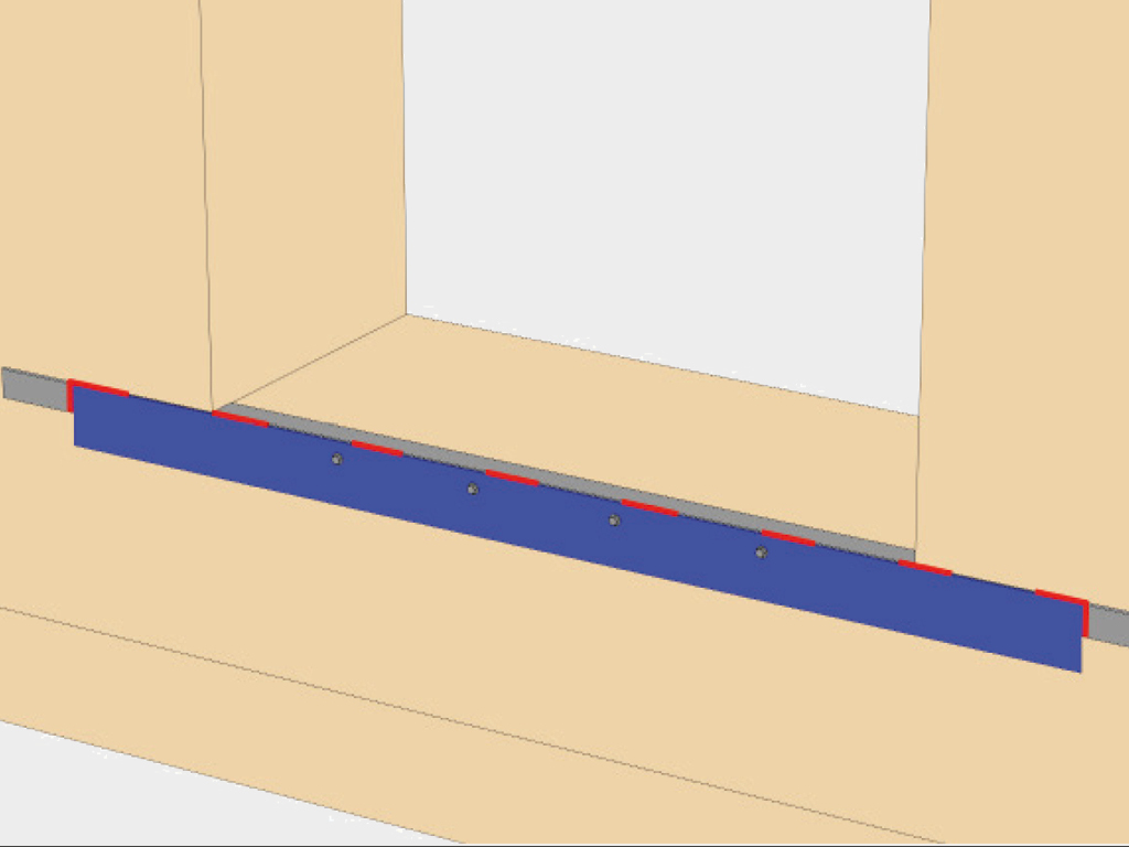Steel plate used when building plinth is 0 mm (building plinth is flush with building wall)